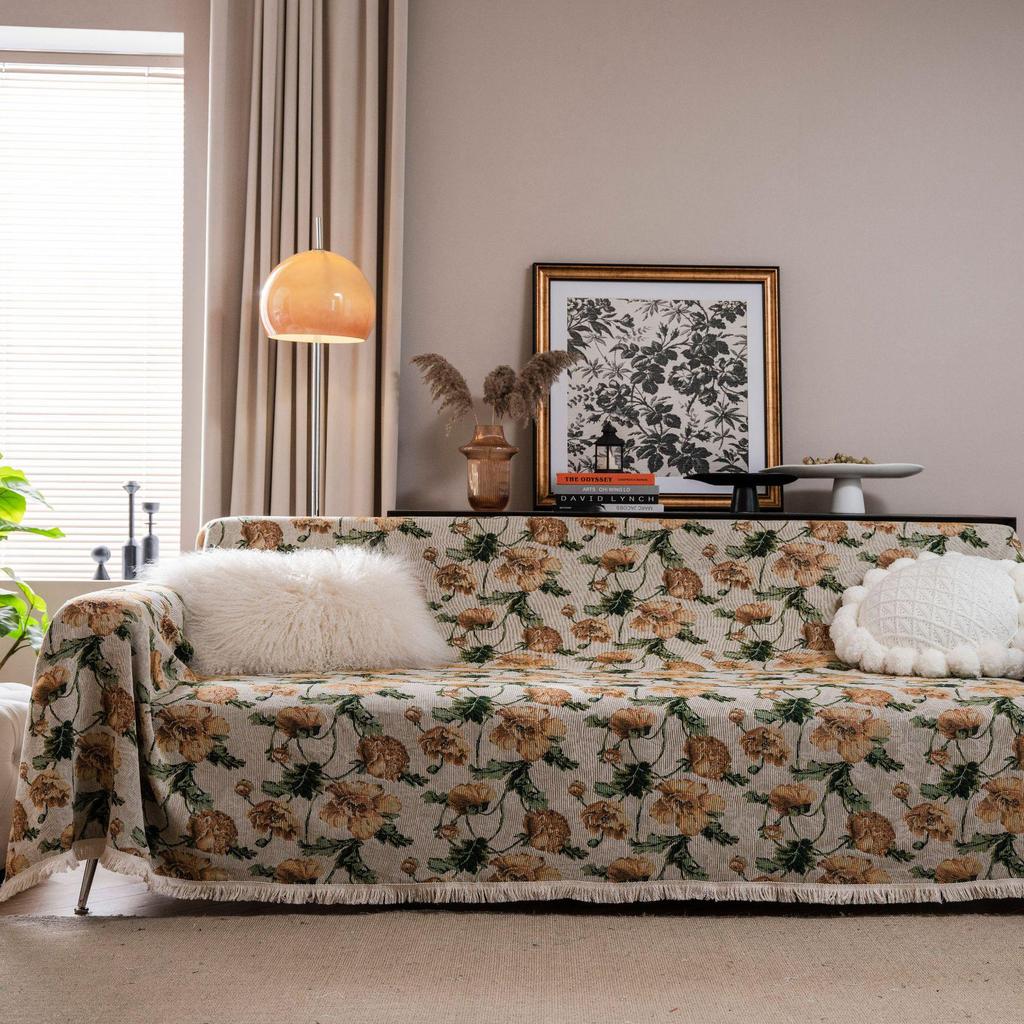 American Retro Non-Slip Stain-Resistant Jacquard Tassel Sofa Cover