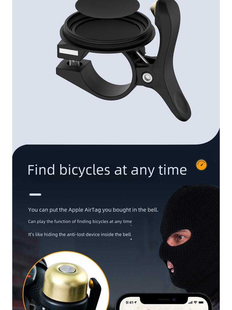 AirTag-Enabled Anti-Theft Bicycle Bell with Hidden Tracking & Positioning Device