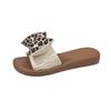 Bow Slippers Women's New Summer Leopard Print Versatile Flat Bottom Non-slip Outer Wear Schoolgirl Fashion Thick Bottom Sandals