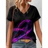 Fashion Women's V-Neck Short Sleeve 3D Casual Color Printing Casual Short Sleeve V-Neck T-Shirt