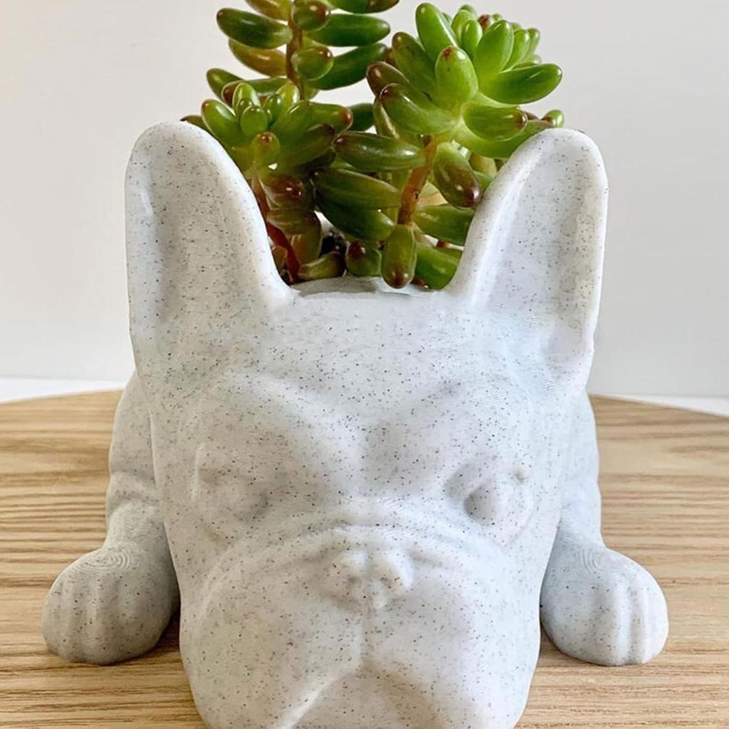 Resin Dog Succulent Planter Mini Puppy Air Plant Planter,French Bulldog Shape Cute Bonsai Flower Pots for Home Garden Office Desktop Decor (No