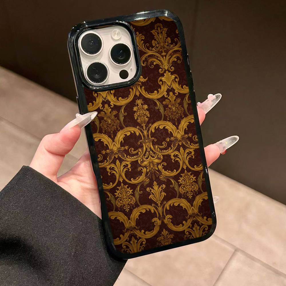 

American Luxurious Vintage Patterns PC+TPU Protective Phone Case For IPhone 17 16 Pro Max 15 Plus 14 13 12 11 Cover iPhone 14 plus