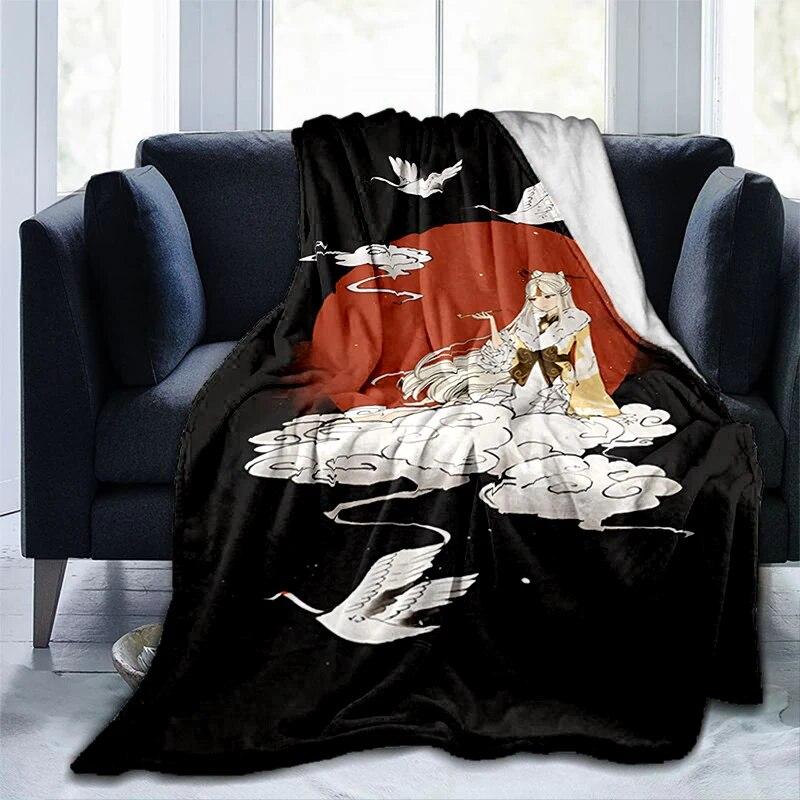 Popular Games Genshin Impact Printed Blanket Flannel Warmth Soft Plush Sofa Bed Throwing Blankets Plush Throwing Anime Blanket