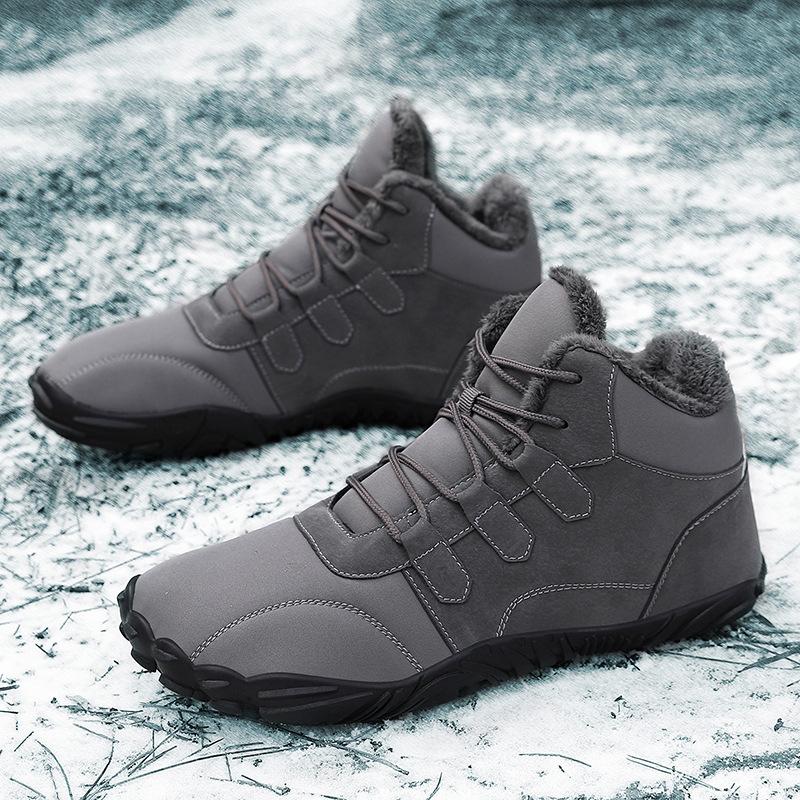 Outdoor winter snow boots men's waterproof barefoot five-finger cotton shoes women's velvet thickened warm non-slip cotton boots