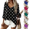 Women's Fashion Polka Dot Print Three Quarter Sleeve Blouse Casual Top