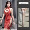 Sex Underwear Sexy Water Drop Hollow Disc Buckle Pendant Lace High Waist Split Fork Antique Cheongsam Uniform