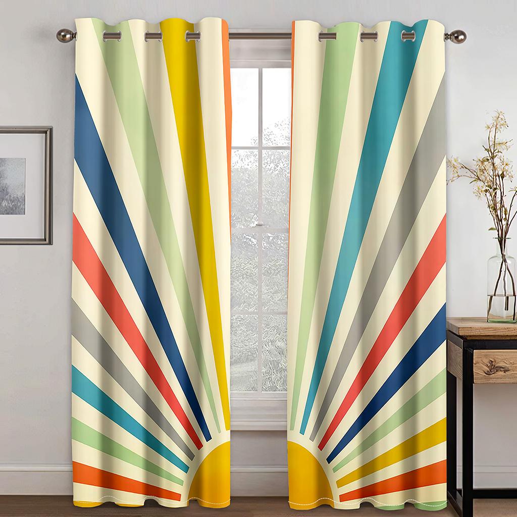 Living Room Space Bedroom Home Decor cortinas for Cheap Dazzlingly Vibrant Rainbow Free Shipping 2 Panels Sleek Window Drapery Perfect
