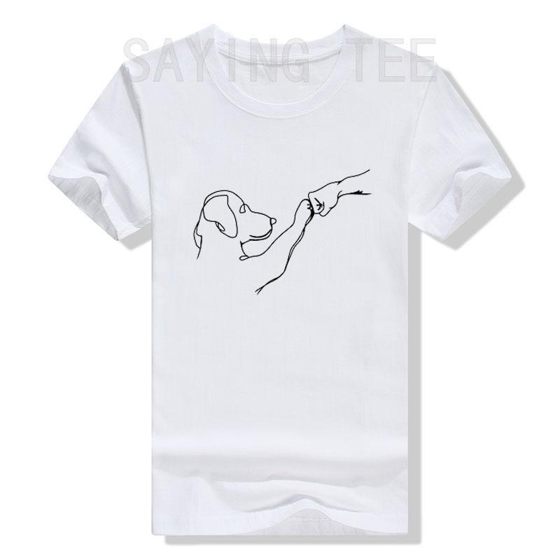 Dog and People Punch Hand Dog Man Friendship Bump Dog's Paw T-Shirt Animal Lover Comics Graphic Tee Tops Funny Mama Daddy Gifts