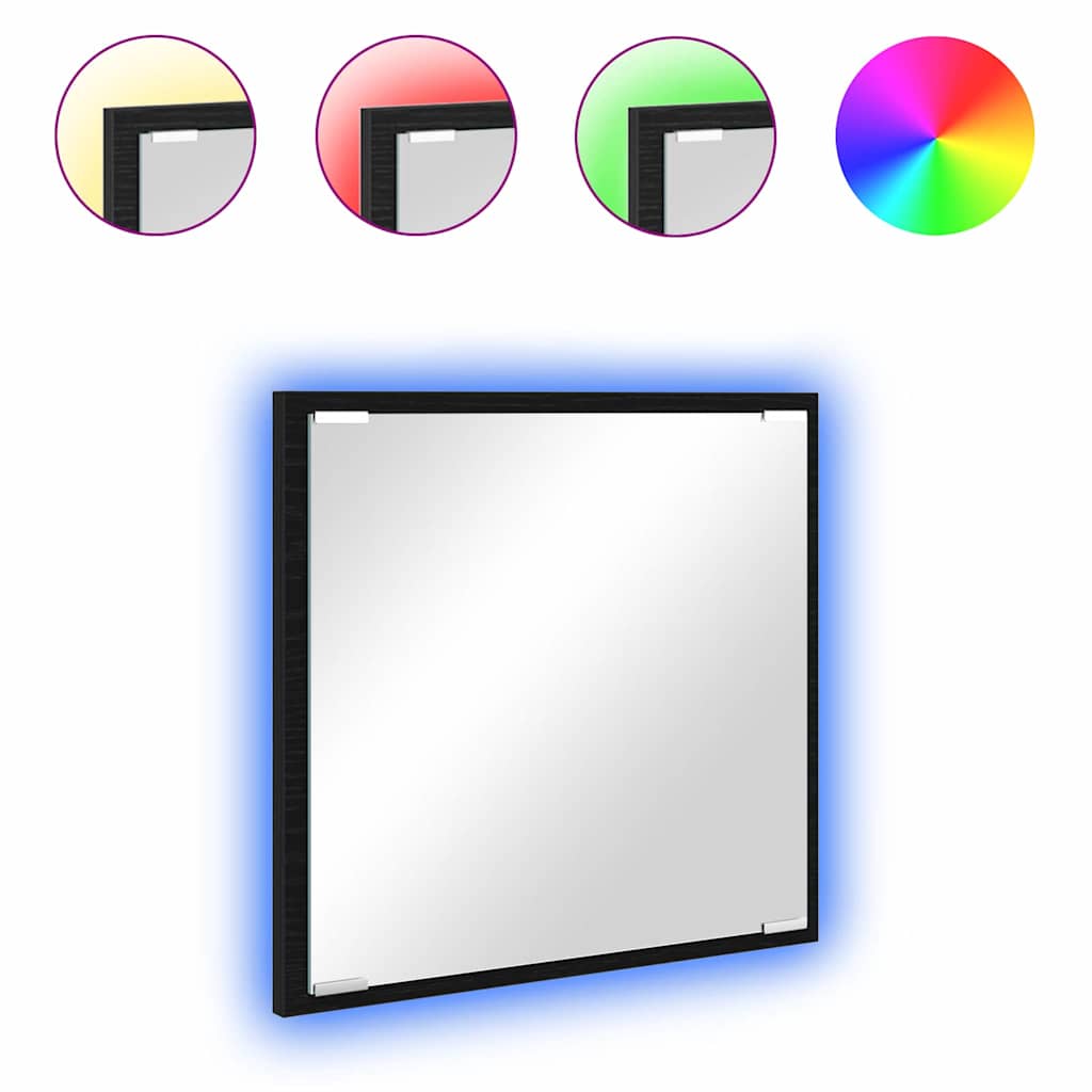 LED Bathroom Mirror Black Oak Look 40 x 37 x 8.5 cm
