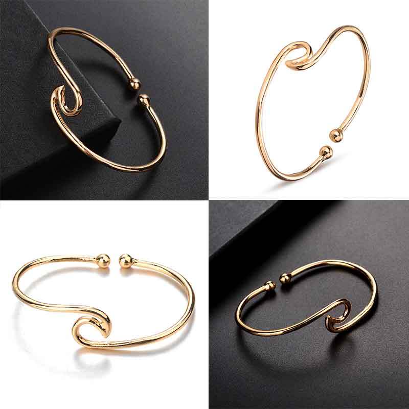 Elegantes Einfaches Wellenöffnungsarmband Mit Möwenförmigem Design Verstellbarer Goldlegierungs Schmuck