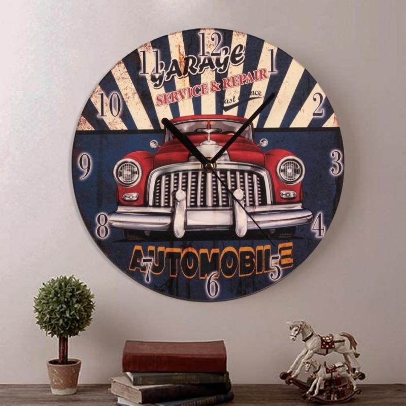 9inch Nordic Vintage Wooden Clock Mute Does Not Tick for Study Bedroom Creative Decorative Clock Kitchen Cafe Courtyard