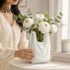 Artistic Ceramic Style Vase Handbag Shape Flower Vase, 3D Printed Desk White Modern Contemporary Living Room Decor Decorative Floral Container