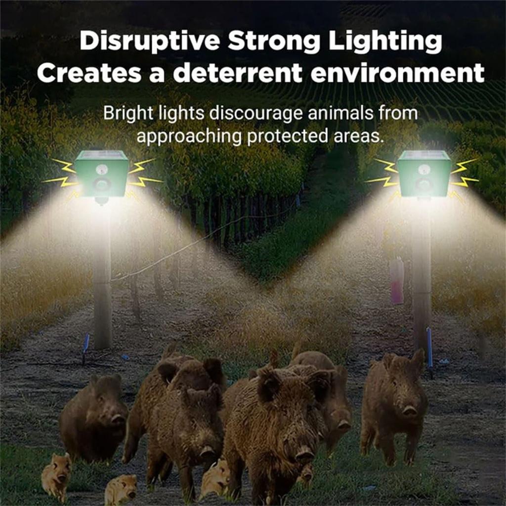 Solar Ultrasonic Animal Repeller Outdoor Waterproof Motion Sensor Pest Deterrent with Flashing LED Lights for Garden Yard Patio Protection