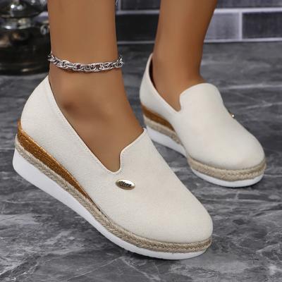 2024 chunky Mulher Flat Feminino Plataforma Sapatos Casuais Cor Sólida Respirável Cunha Alpercatas Chaussures Femme Zapatos De Mujer