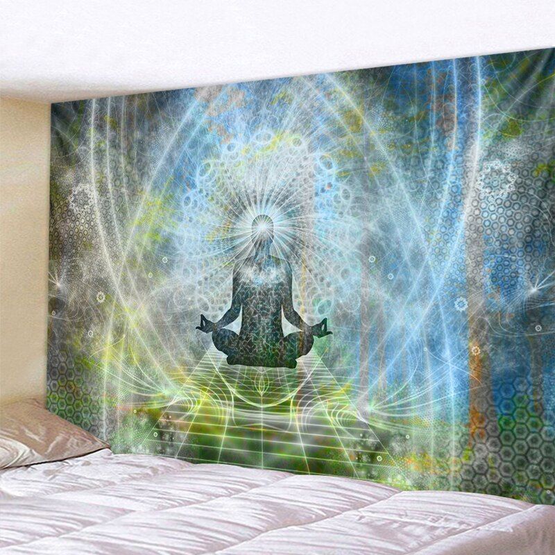 Tapestry Meditation on an Indian Buddha Statue 75x100
