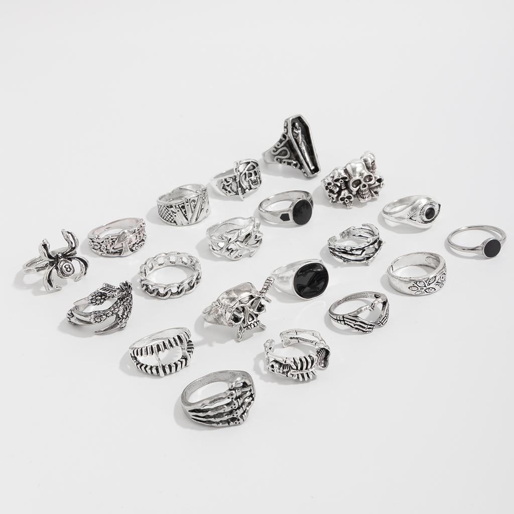 Übertriebener Punk-Stil Ring für Männer Hip Hop Persönlichkeit Totenkopf Öl-Tropfen Ring-Set Vintage Herrenschmuck