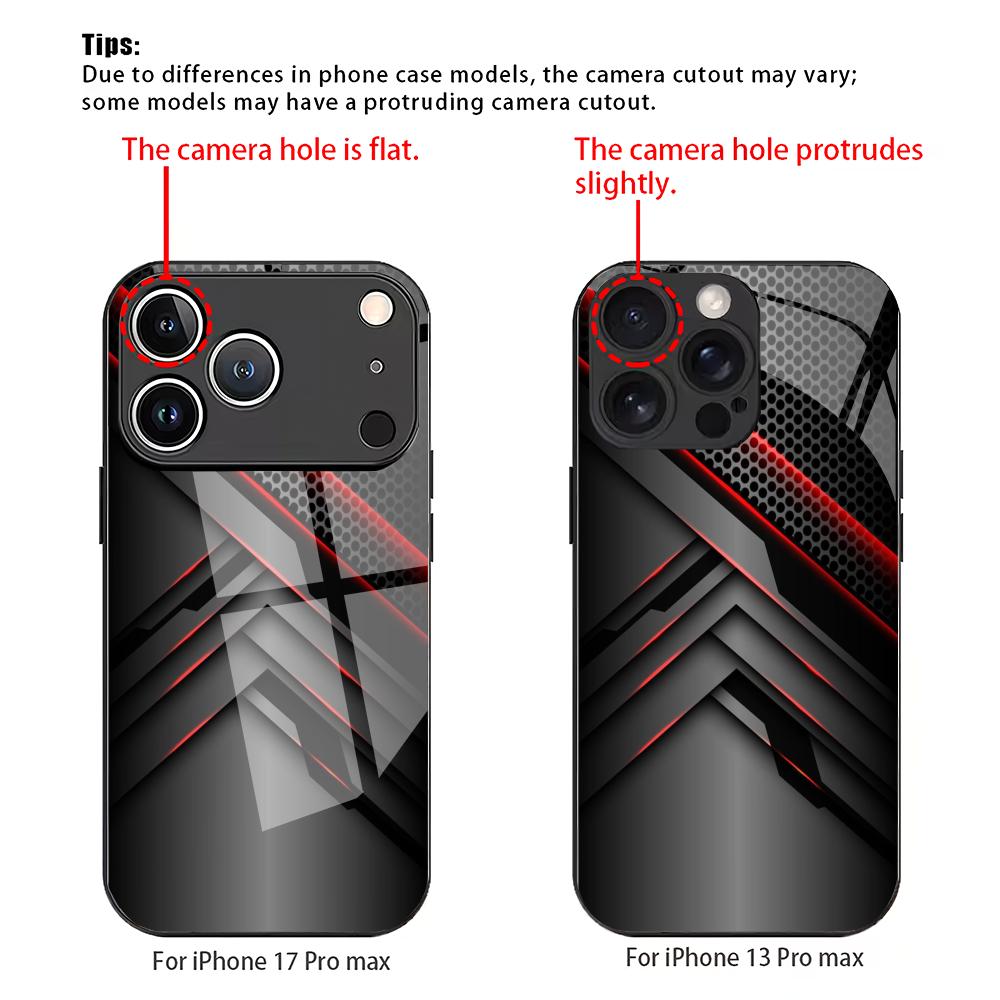 Mode geometrisch patroon gehard glazen telefoonhoes geschikt voor iPhone 17 16 15 14 13 12 11 Pro/Max/Plus anti-val achterkant