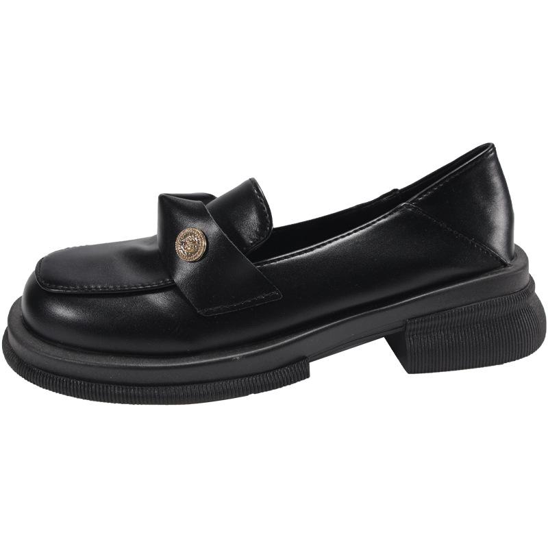 

Small Gold Coins Thick Sole Thick Heel Loafers Women s British Style 2024 New Retro One Foot Shoes Lazy Single Shoes 35