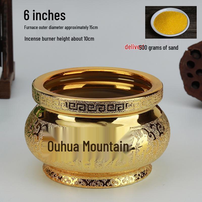 Small Ceramic Buddha Incense Burner with Golden Sand