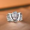 Adjustable Open Ring Men Women Vintage Dragon Flame Design Copper Plated Statement Jewelry