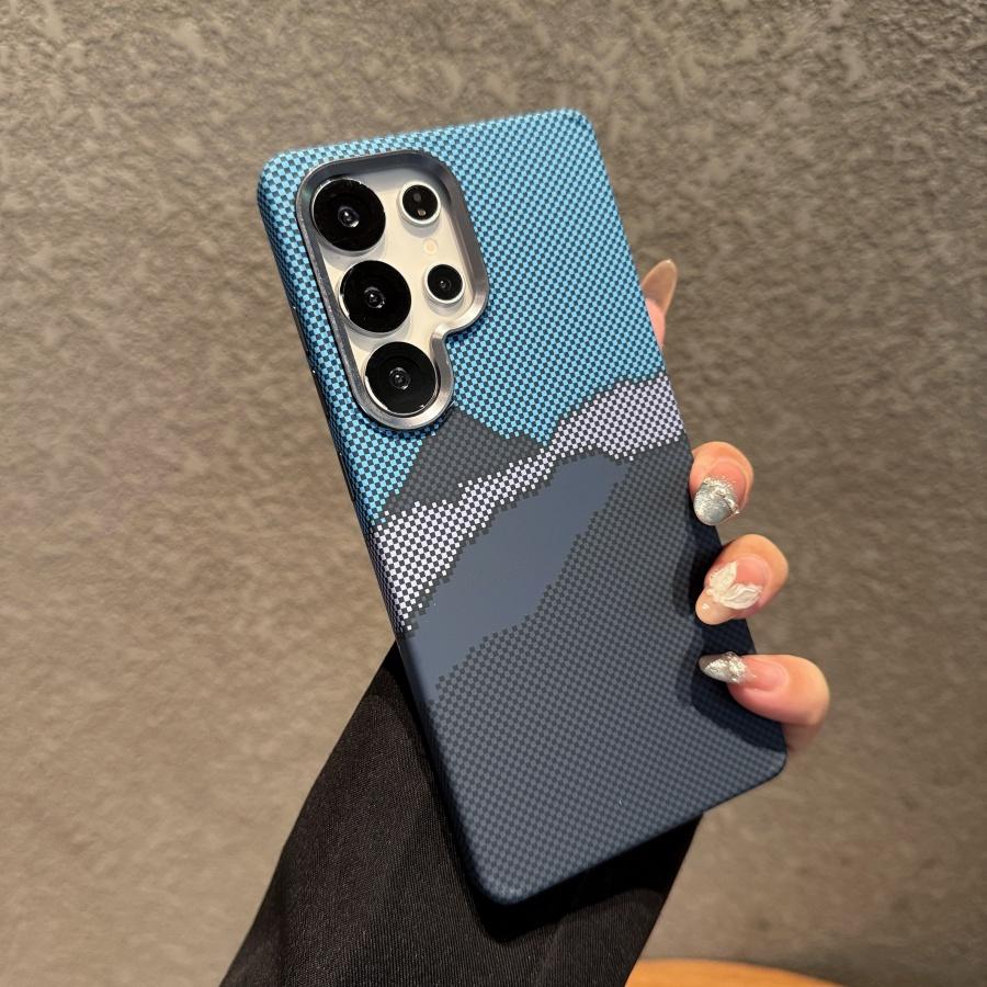 Stylish Kevlar Carbon Fibre Colorful Magnetic Phone Case for Samsung Galaxy S25 S24 Ultra S23 Plus Hard Plastic Shockproof Protective Cover Fundas