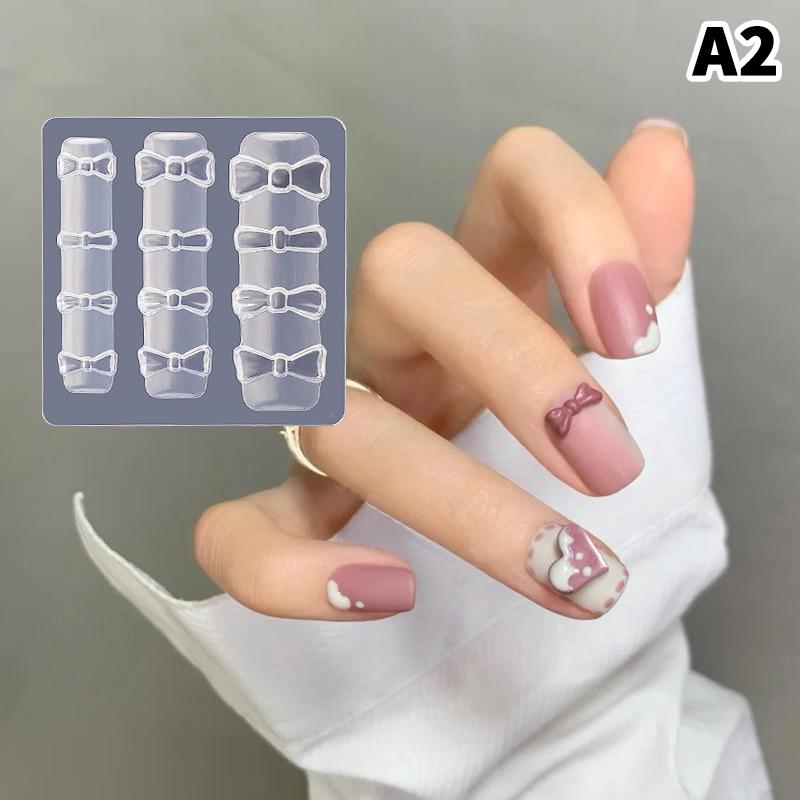 Carved DIY, UV Gel Nail Polish, Acrylic Crystal Nails Template 3D Carving Silicone Mold for Nail Stamping, Nail Art, Candy Bow