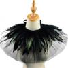 Women's Feather Double Layer Mesh Shrug Capes Shawl False Collar Witch Cosplay Costumes for Halloween Carnivals Party