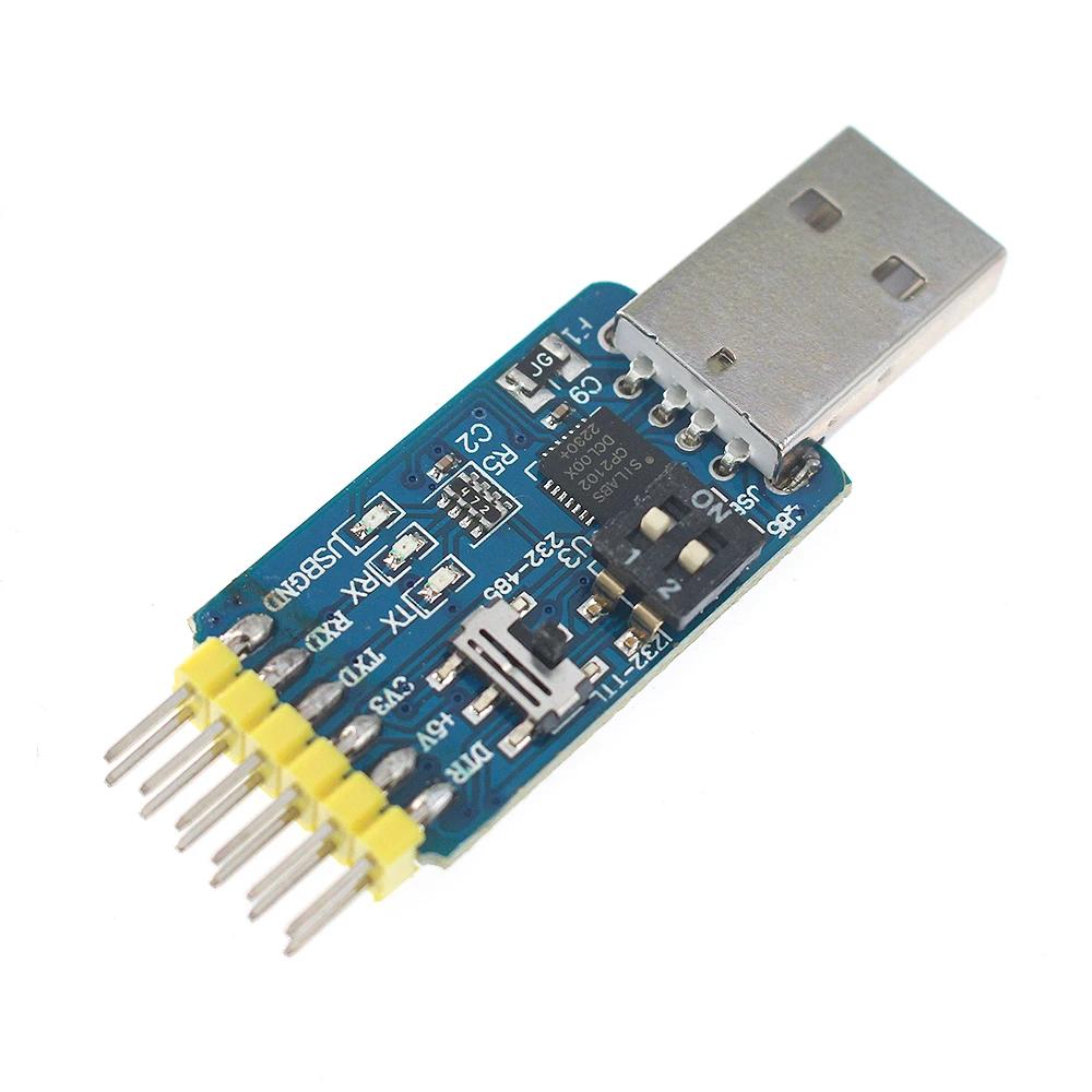 1pc 6-in-1 USB to TTL/RS485/RS232 Serial Converter Module CP2102- 3.3V/5V Dual Voltage
