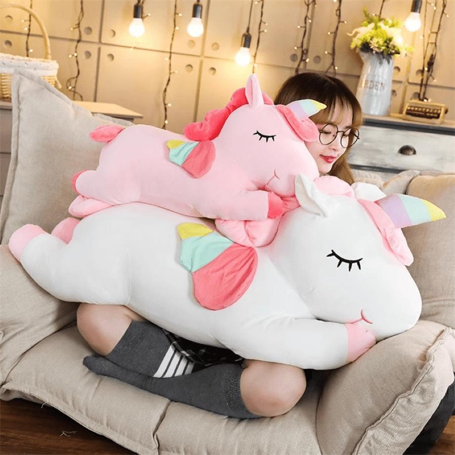 Unicorn Stuffed Animal Lying Down Rainbow House Plush Toy Soft Pillow Cushion Happy Unicorn Girls Birthday Party Decors Gifts