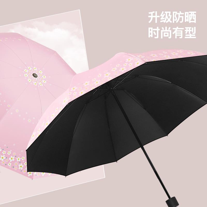 Large umbrella Vinyl sunscreen UV protection Sun umbrella Sunshade Light and small Portable folding umbrella Women's dual-purpose male