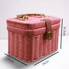 Geflochtener Rattan-Aufbewahrungskorb Vintage-Imitation Rattan-Organizer-Box für Picknick-Snacks Boho-Wohnkultur Hochzeitsgeschenke Geburtstagsgeschenk