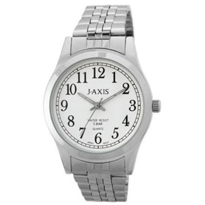 J-AXIS Men's NAG53-S (Easy-to-See Quartz Men's Sun Flame) Round Watch Silver Alloy Analog