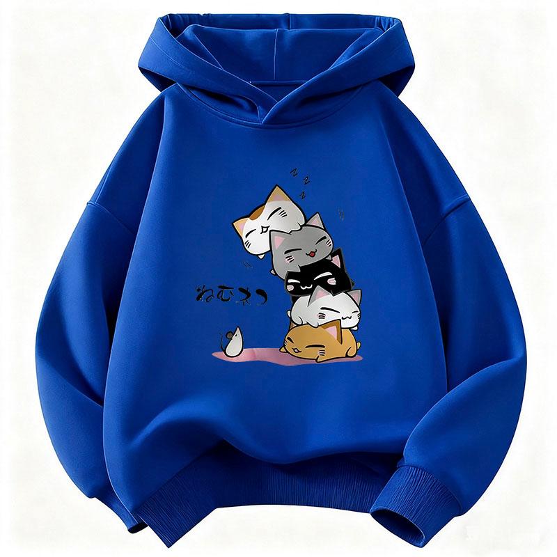 Y2K Funny Cat Graphic Kids Cat Children's Sweatshirt Casual Hoodies for Boys Girls Clothes