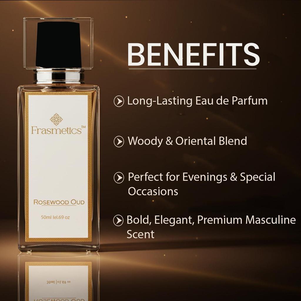 Rosewood Oud Eau De Parfum voor Mannen – Valentijn Special Romantisch Cadeau met Rosewood Oud & Sandelhout Geur, Warm Houtachtig