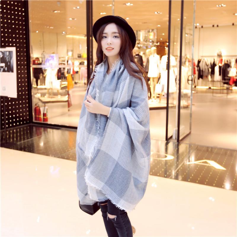 Fan Da Square Contrasting Color Plaid Scarf, Male and Female Couples Square Wool Scarf, Korean Version of the Big Shawl
