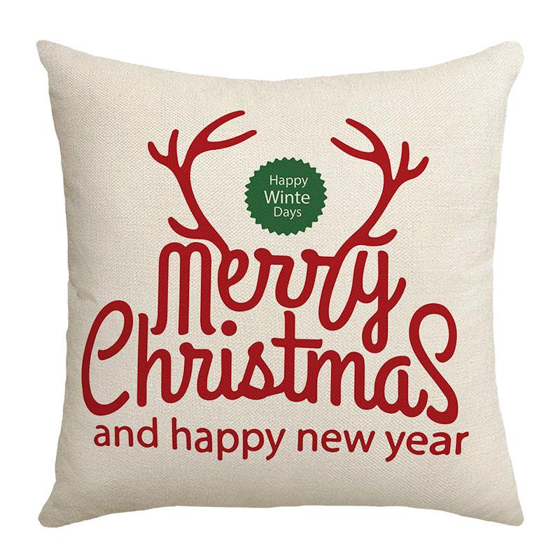 Red Christmas Pillow Cover Polyester Letter Print Home Sofa Pillow Cover Cushion