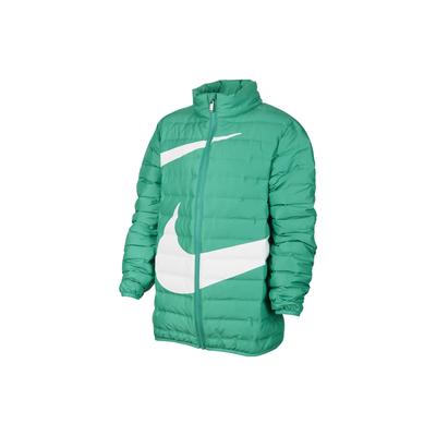 Swoosh Color Block Stand Collar Zipper Casual Down Jacket Kids Outerwear Green FV2518-324