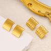 Meishiduo 18K Gold Stainless Steel Ribbed Square Stud Earrings