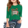 Children's 3/4 Sleeve Independence Day Printed Round Neck Casual T-shirt