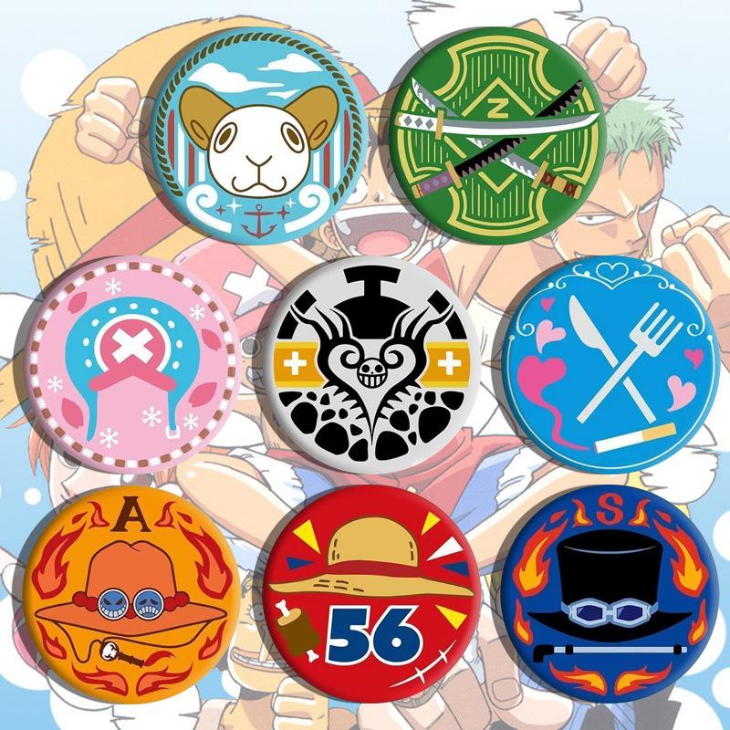 

One Piece Anime Badge Luffy Zoro Laser Pin Round Tin Button Brooch Merchandise Accessories For Fans Collection Gift others