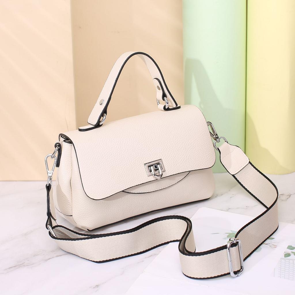 Cowhide Women's Bag Single Shoulder Crossbody Women's Bag Cute Fashion Shell Bag Multi-compartment Double Shoulder Strap
