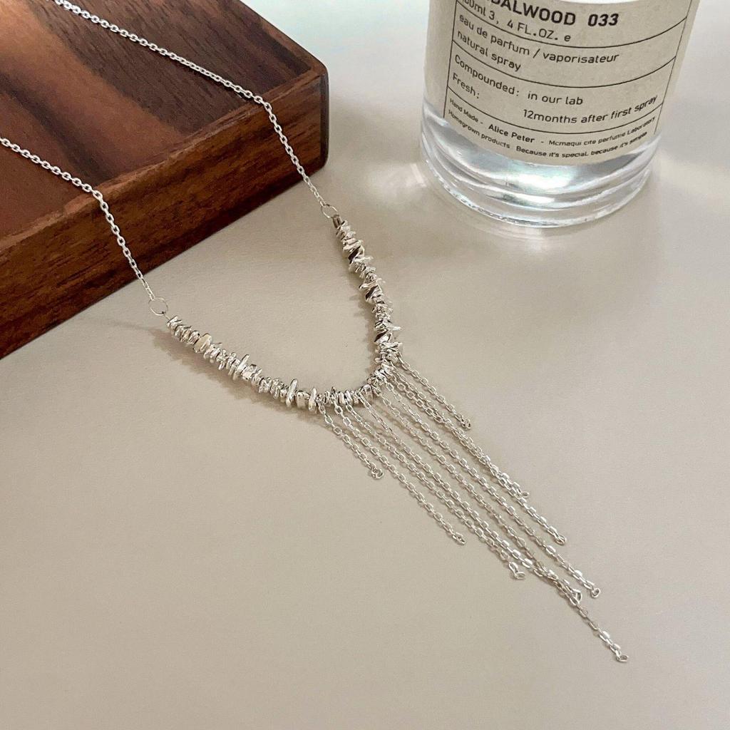 Yinruitai S925 Sterling Silver Tassel Necklace - Elegant Clavicle Chain with Luxurious Choker Design