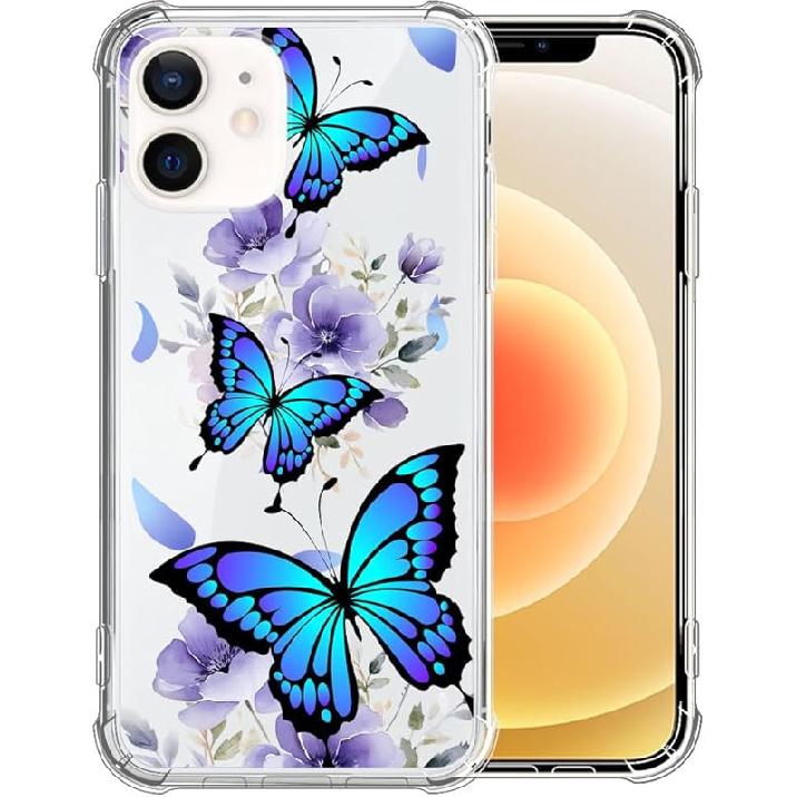 for iPhone 12 Mini Case Clear,TLT Pink Bow Transparent Soft Shockproof Protective Slim Thin Bumper Pattern Design Phone Case