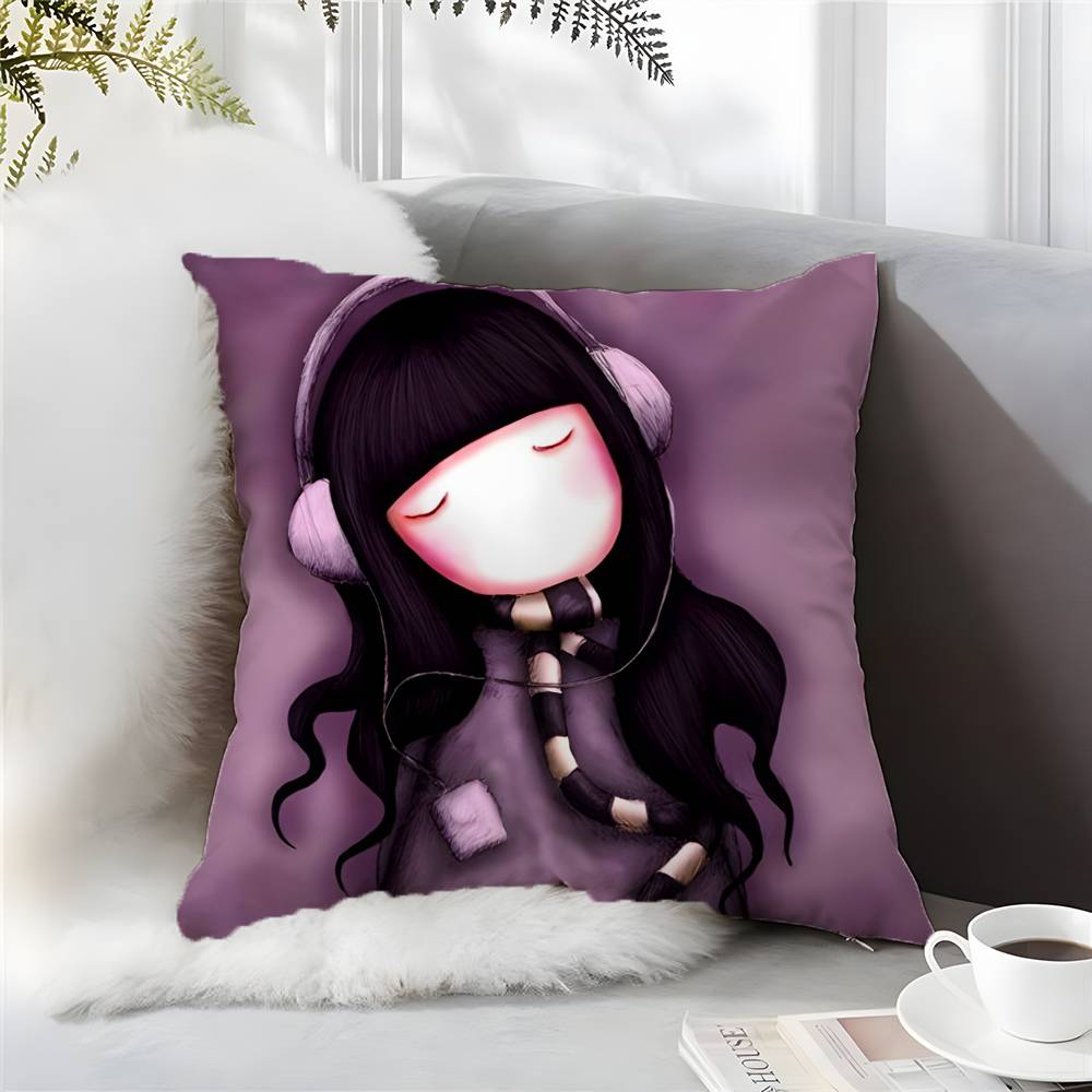

Beautiful Cute Girl S-Santoro Gorjuss-MT Pillow Case Comfort Sofa Bed Silky Elegant Invisible Zipper Pillow Cushion Cover 12x12Inch