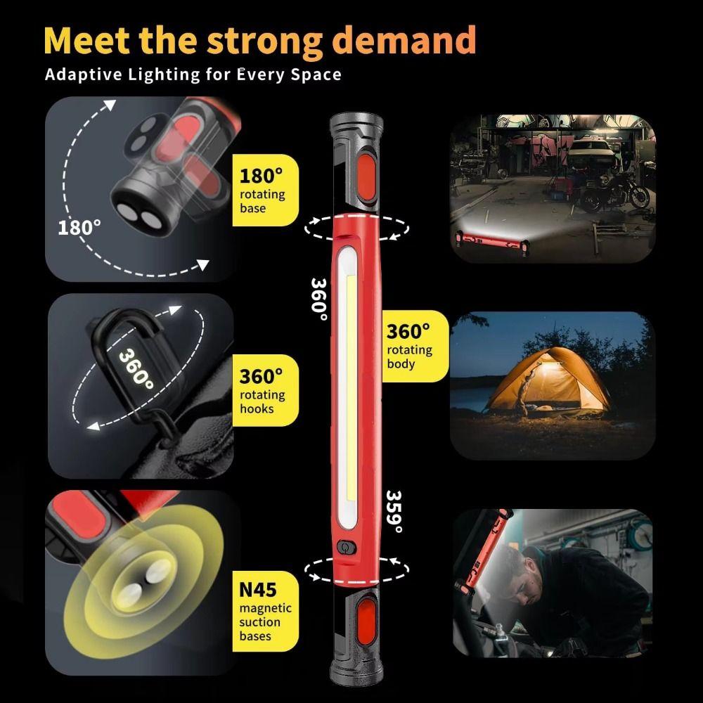 Super Bright LED Work Light Rechargeable Portable Magnetic Work Inspection Lamp Durable Waterproof Under Hood Work Light Bar