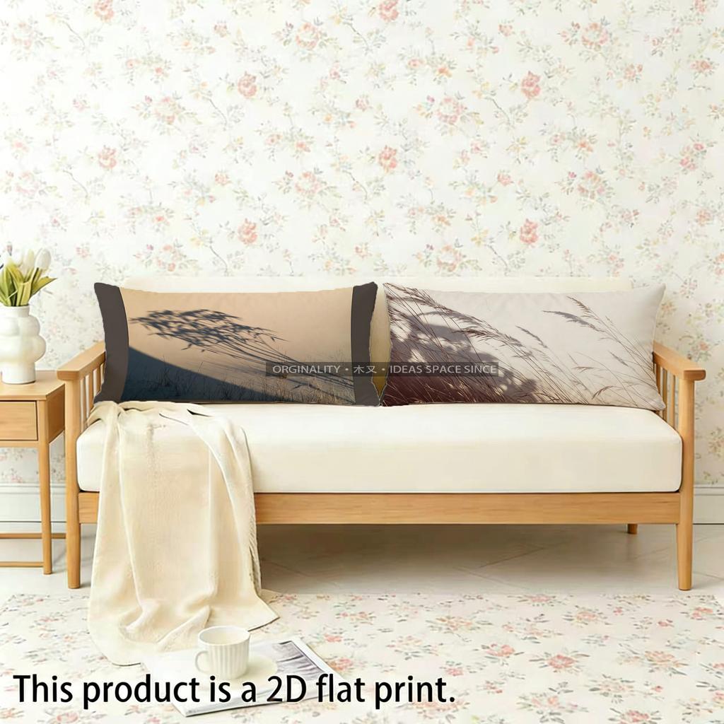 Minimalist Grass Pattern Pillowcase Suitable For Sofa Bedroom Car Pillow Cover Cushion Rectangular Back Cushion