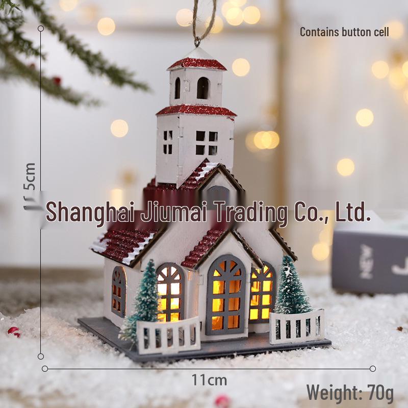 

Creative Wooden Log Cabin Ornament: DIY Festival Scene Decoration for Entrance, Window, or Photography Prop with Small Light