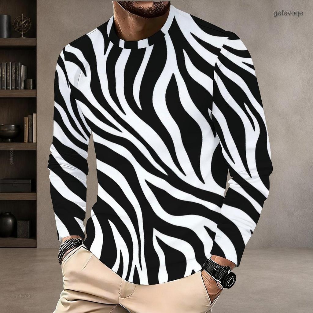 Men Plus Size Camouflage Printed Round Neck Long Sleeve T Shirt Pullover Straight Hem