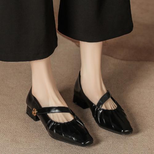Fashion Women's Chunky Heel Mary Jane Shoes Soft Sole Low Heel Non-Slip Comfortable Leather Casual Shoes Autumn Winter New
