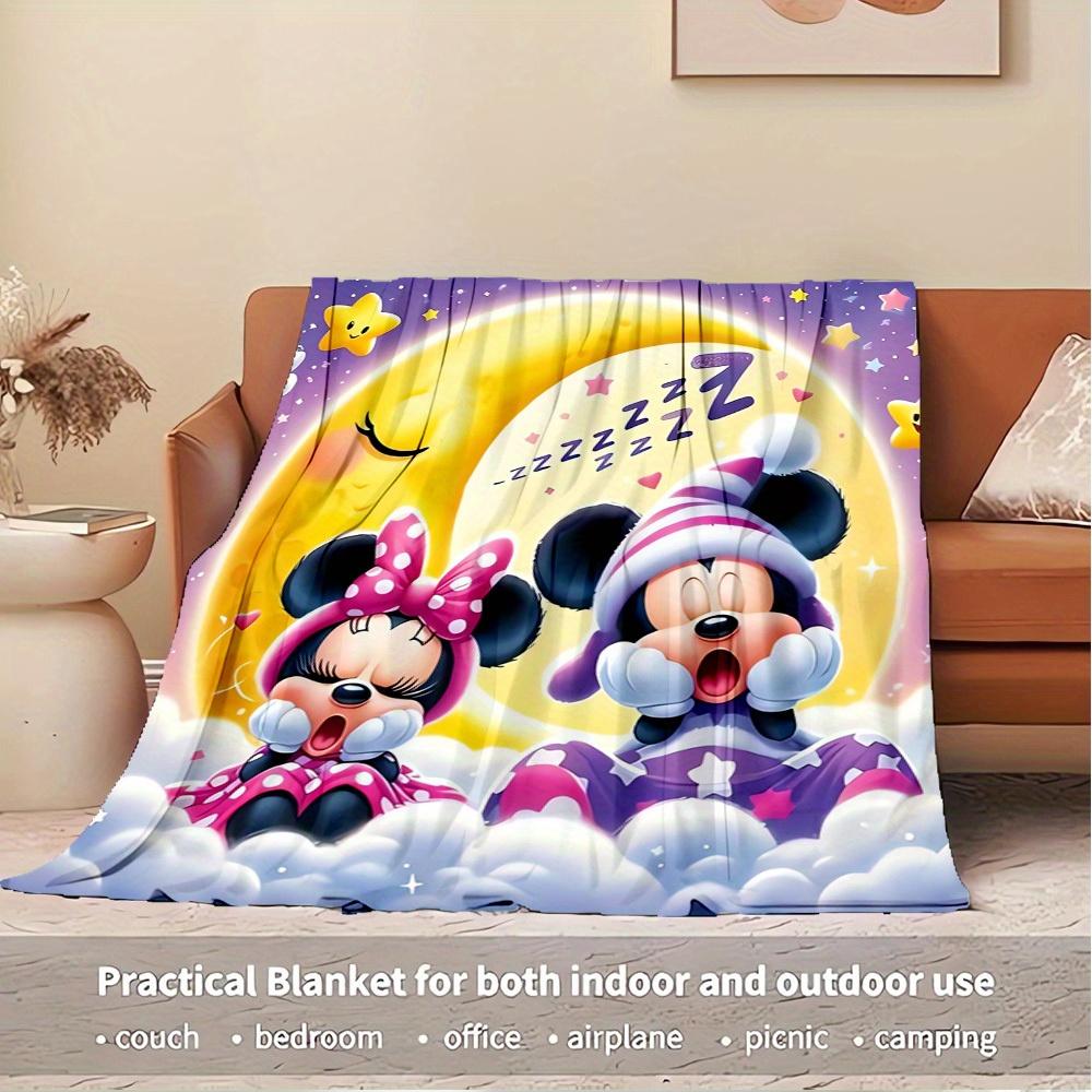 1pc Flannel Minnie Mouse and Mickey Mouse Bedtime Cloud Pattern Bedding Throw Blanket Sofa Cover Gift Home